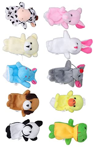 OVAQUIXI 10 Stück Cartoon-Fingerpuppen, Kurzer Plüsch-Handpuppenhandschuh für über 3 Jahre, Regen die Fantasie der an, Spielen und Lernen für Kleinkinder