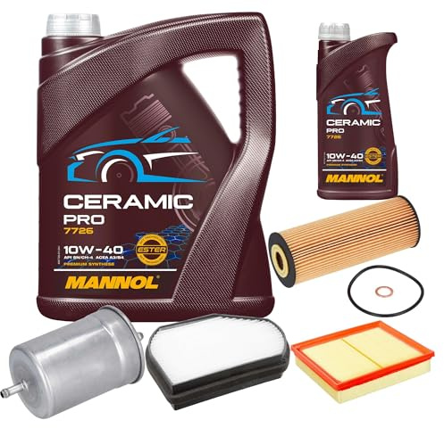 EISENFELS Inspektionspaket enthält 6 Liter Motoröl Ceramic Pro 10W-40 Ölfilter Luftfilter Innenraumfilter Kraftstofffilter kompatibel mit SLK R170 230 Kompressor 200