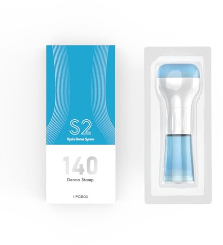 Microneedling Derma Stamp S2 med 140 stift och serumtank, 0–3 mm justerbar, mikroinfusionsvårdare för att stödja hud och hårbottenvård, för ansikte och hårbotten, utan serum