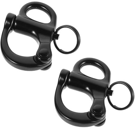 VICASKY 2 Pièces Manille à Ressort Fixe Marine en Acier Inoxydable 52 MM Noire, Lot de 2 Pièces – Quincaillerie de Bateau Robuste pour Gréement, Matériel de Yacht et Navigation de