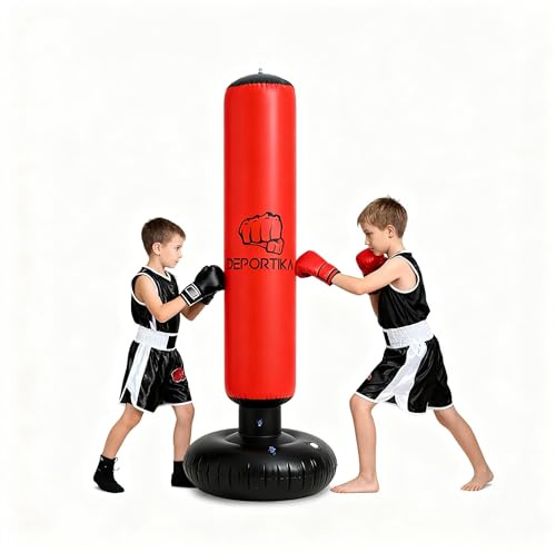 Inflatable Punching Bag,with Stable Water Base, Indoor Active Play Equipment For Boxing Bag Free Standing Target Kick MMA Karate Tumbler Column Sandbags Reflex Training Fitness Exersise(170CM)