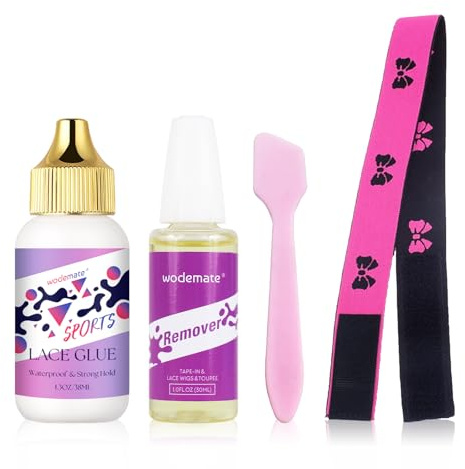 wodemate Lace Front Wig Glue Kit - Tape in Extension Remover (4PCS) | Waterproof Hair Bonding Adhesive ,Lace Wig Glue and Remover Install Kit