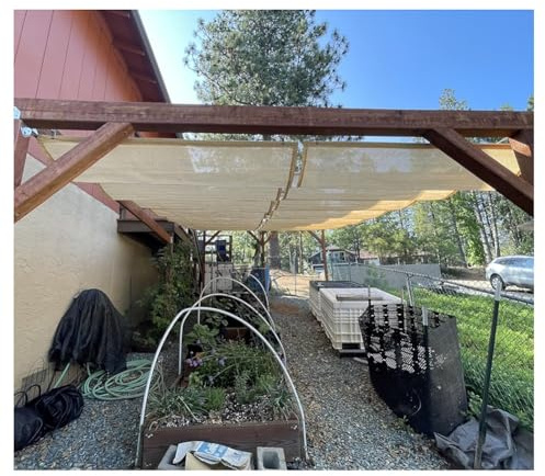 Infällbar trädgårdsmarkis 0,9 x 5 m glidbar uteplats baldakin vågdesign lätt att installera och ta bort perfekt för solskydd utomhus.