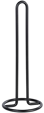 WENKO Küchenrollenhalter - Rollenhalter für Küchentücher, stehend, Metall, 12.5 x 32.5 x 12.5 cm, Schwarz