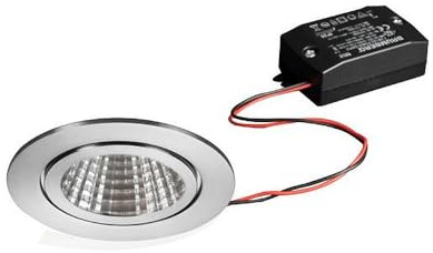 Brumberg LED Einbau-Downlight BB15, V4A, IP54, rund, 230V, 6W 3000K 640lm 38°, On/Off, Edelstahl