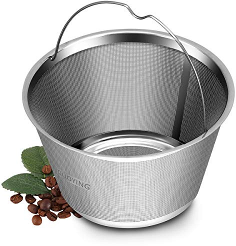 RUOYING 4 Cup Reusable Permanent Basket Coffee Filters, Perfect Fit for Mr Coffee, Black & Decker, Gevi, AmazonBasics, Capresso Basket-Style Coffee Makers, Stainless Steel, 1 Count