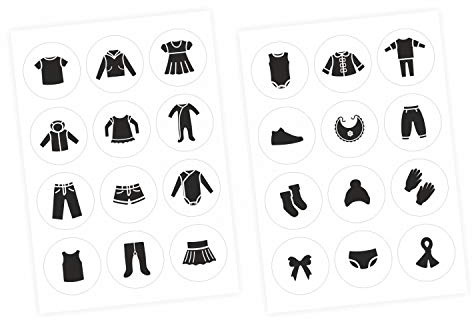 Möbelaufkleber Ordnungssticker für Kleidung schwarz/weiß- Möbelfolie Kinderzimmer, Kleiderschrank, Ordnung lernen, Aufbewahrung, Ordnungssystem