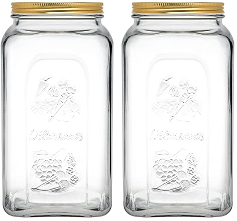 Glass Kitchen Preservation Storage Food Jar With Airtight Screw Top Metal Lid (4, 3L)