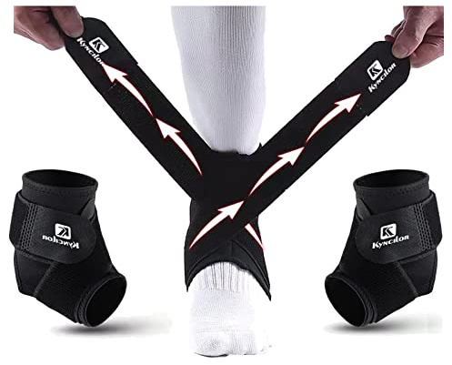 Achillessehne Bandage Ankle Support für Plantarfasziitis KnöChelschoner Brace Elastische Fussgelenk Bandage Socke Einstellbar Klettverschluss Sport Laufen FußBall KnöChelstüTze ( 1 Paar L)