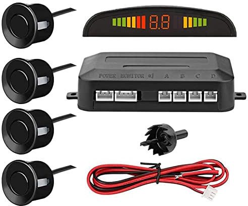 Auto Parksensor - Parksensoren für Fahrzeuge, Rückfahrsensor Kit mit 4 Parksensoren, Garage Einparkhilfe mit LCD, Erkennungsentfernung, Summer Pieptöne