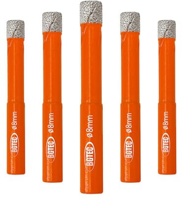 Juego de brocas de diamante seco,BGTEC 5pcs 8mm Sierra de agujero para granito, mármol, mampostería, hormigón, baldosas/cerámica, vidrio, plástico duro