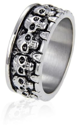 MayiaHey Skull Ring,Grim Reaper Skeleton Ring,Gothic Death Skull Head Ring for Men, Punk Demon Skull Biker Ring Hip Hop Grim Reaper Skull Head Ring,Grim Reaper Skeleton Jewelry (Q)