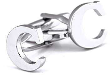 Manschettenknöpfe Herren Offizier, Manschettenknöpfe Buchstaben Silber Versilbert Cufflinks Buchstabe C Schmuck Geschenk