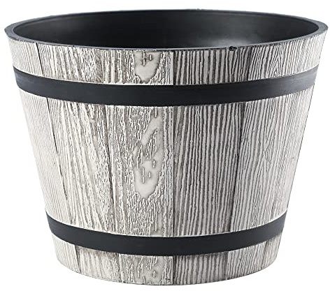 VERDENIA Macetero de Madera Ligero, Maceta Decorativa para Plantas para Interior y Exterior, de plástico, 40 cm, Color Gris Claro