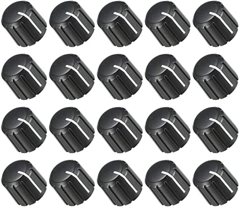 Rebower Potentiomètre Bouton Moleté Axe Insert D Type Commutateur Boutons, [pour Audio Périphérique] - 15x13.5mm/ 6mm/ Noir Blanc/ 20Pcs