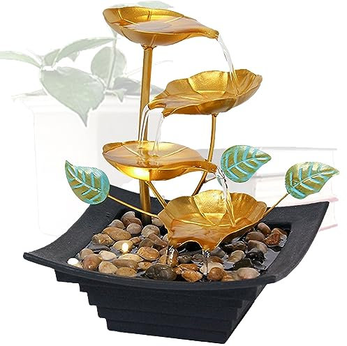 Tuzsocr Ornements d'eau Courante de Fontaine,Fontaine de bureau avec lumière LED,fontaine d'intérieur décorative de méditation,pour la Décoration de la Maison,L'ameublement de Bureau,Salon,Idée Cadeau