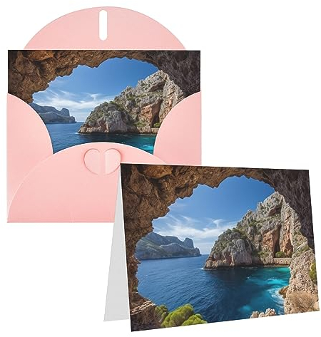 Blanko-Grußkarten mit Umschlag Thinking Of You-Karten Bogen auf Mallorca Spanien Dankeskarte Notizkarten Perlpapier Blanko-Karte Party-Einladungen Karte Grußkarten für Kollegen Dankbarkeit