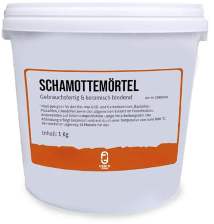 Schamottemörtel [Menge 1 kg] - Für Kaminöfen, Öfen & Grills - Feuerfester Mörtel 1.450 °C hitzebeständig - keramische Abbindung - Kaminmörtel Reparaturmörtel für Schamotte