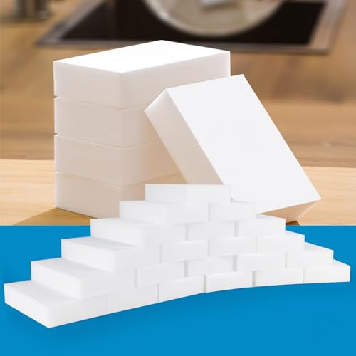 SUBCULTUREPICK Paquete de 100 esponjas mágicas, esponjas de melamina a granel, esponjas de limpieza multifuncionales para el hogar, para cocina, muebles, bañera, baño, limpiador de pared, limpieza de