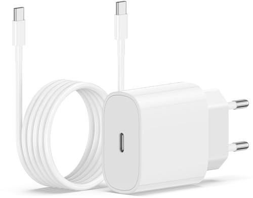 USB C Ladegerät Ladekabel für iPhone 17/17 Air/16 Pro/16 Pro Max/16 Plus/15 Pro/15 Pro Max/15 Plus, iPad, MacBook, Samsung, 20W USB C Power Adapter Schnellladegerät mit Schnellladekabel 2M
