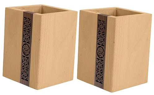 EXCEART 2stücke Holz Stifthalter Mit Gravur Stabiler Schreibtisch Organizer Für Bleistifte Und Kugelschreiber Zur Einschulung Elegantes Design Für Schüler Und Studenten