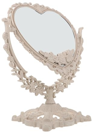 DOITOOL Miroir de Maquillage Surface Haute Définition Style Européen en Plastique Rétro Facile à Entretenir pour Salle de Bain ou Bureau