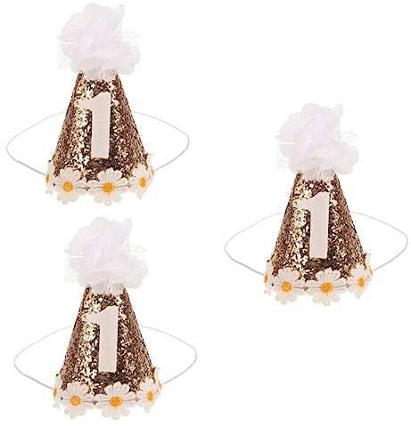ibasenice 3stücke Birthday Cone Hat Mit Glitzer Blumen Geburtstagsmütze Für Junge Mädchen Leicht Und Bequem Für Geburtstag Und Party-dekoration Foto-requisiten Für Unvergessliche