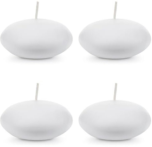DekoHaus 4 candele galleggianti opache, colore bianco, diametro 8 cm, SDMAT80-008-OP