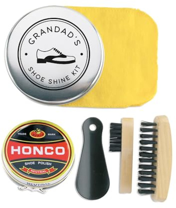 eBuyGB Personalised Shoe Care Gift, Dad’s/Grandad's Shoe Shine Kit in Tin Gift Box, Shoe Polish Kit, Father's Day Gift, Shoe Polish Gift Set for Dad