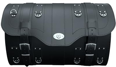 sako K15A -Kofferraum K15A MIT Schloss: Motorradtasche aus Rindsleder, Seitentasche Motorrad, kompatibel mit Sissybar Harley Davidson,Chopper Custom schwarz