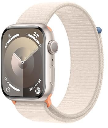 Apple Watch Series 9 (GPS, 45mm) - Coque en Alluminum Lumière Stellaire avec Boucle Sport Lumière Stellaire (Reconditionné)
