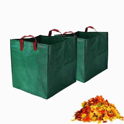 ASOFTY 2 Sacs de Jardin, 270L Pliables Carrés Sacs à Déchets de Jardin avec Boucles de Transport, Sacs pour Déchets de Jardin, Réutilisables Sacs à Feuilles pour Herbe, Feuilles, Bois, Déchets Verts