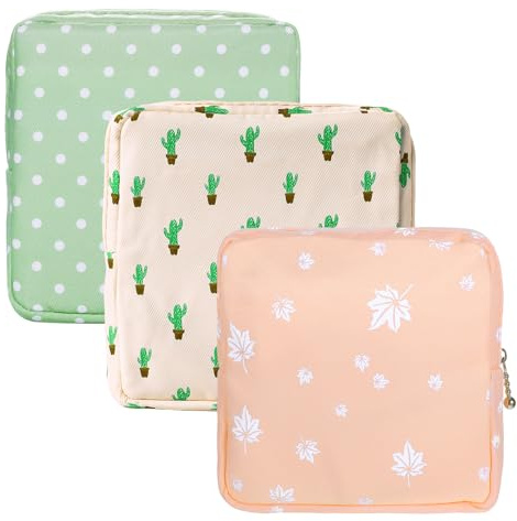 Ymapinc 3Pcs Sanitary Pad Storage Bag, Sanitary Towel Holder | First Period Pouch Bag for School Tampon Holder for Women Teen Girls Ladies Portable Menstrual Sanitary Holder