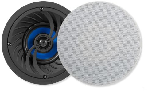 Lithe Audio allt-i-ett 4 tum kompakt Bluetooth-högtalare par (aktiv och passiv – 03260), 25 W RMS klass D-förstärkare inbyggd, IP44-klassad, röstkontroll, perfekt för små badrum, sovrum, hotellrum