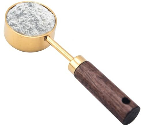 Measuring Spoon - Coffee Scoop, Gold Stainless Steel Coffee Spoon | Coffee Spoon Vintage Tablespoon Measuring Scoop, Wooden Handle Tablespoon, Coffee Powder Milk Powder Spoon, Vintage Scoop 15ml Spoon