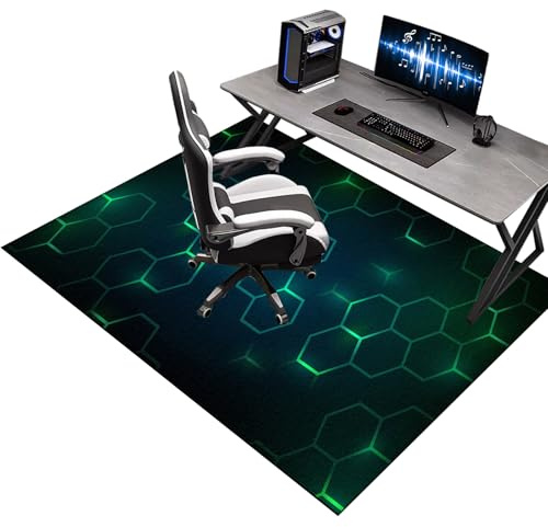 Bodenschutzmatte Bürostuhl Teppich, 100 x 120 cm Gaming Stuhlmatten, Unterlage Schreibtischstuhl, Bürostuhlmatte für Hartholzböden, Bürostuhl Unterlage für Stühle Hohe Dichte Anti-Silp Schutzmatte