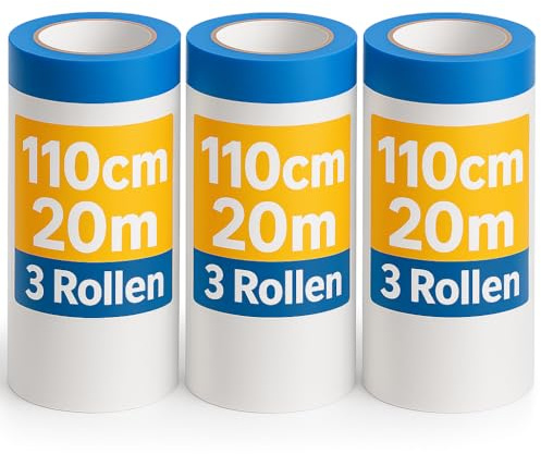 ZWERKZEUG 110 cm x 60 Meter Abdeckfolien mit Klebeband - Malerband mit Abdeckfolien - 66 m² Malerfolie mit Klebeband Abklebeband - Optimaler Schutz bei Maler & Lackierarbeiten gegen Schmutz und Nässe