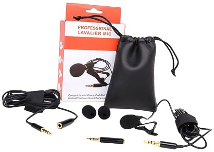 ERINGOGO Lavalier Lapel Microphone Mini Condenser Clip-on Mic 7pcs Set for Live Streaming and Mobile Recording