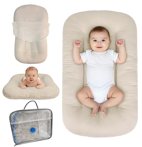 Baby Lounger for Infants Babies 0-24 Months, Bionic Organic Lounger, Soft Cotton Breathable Infant Floor Seats & Loungers for Newborn Baby Shower Gifts (Livid)