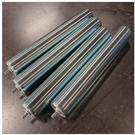 Rygcrud Satz Mit 4 Stück Rostfreier Stahl Förderband-Rollen, 8mm Achsdurchmesser | Ersatz Stahlrollen Für Transfer, Rollenböcke(Silver-50mm,900mm)