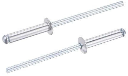 TA-VIGOR 60Pcs 3.2mm x 15mm Aluminium Blind Rivets, Open End Pop Rivets with Dome Head, Heavy Duty Pull Rivet for Metal Wood Plastic, Indoor Outdoor Fixings