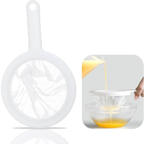 Erismithh 200 Mesh White Plastic Mesh Strainer, Hook Filter with Handle, Food Grade Strainer Spoon for Seedless Jam, Flour, Yogurt, Soy Milk, Coffee