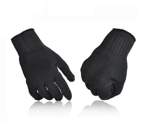 BAFEIYA Guantes anticorte (1 par) Guantes Negros de autodefensa con Malla metálica y Alambre de Acero. Guantes de Trabajo Resistentes al Desgaste. Protección de Seguridad.
