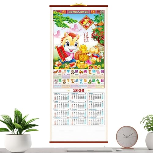 Lieawy kalender för vägg, pappersplanerare organisatör - 2026 års hästens månkalender - för kontor klassrum familj sovsal rum planering kinesiskt nyår restaurang