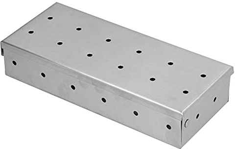 Haofy Scatola per Affumicatura in Acciaio Inossidabile per Barbecue, Scatola per Trucioli di Legno Portatile con Prese d'Aria Superiori e Inferiori, Tubo per Affumicatore da 8,8x1,8x3,8 Pollici per