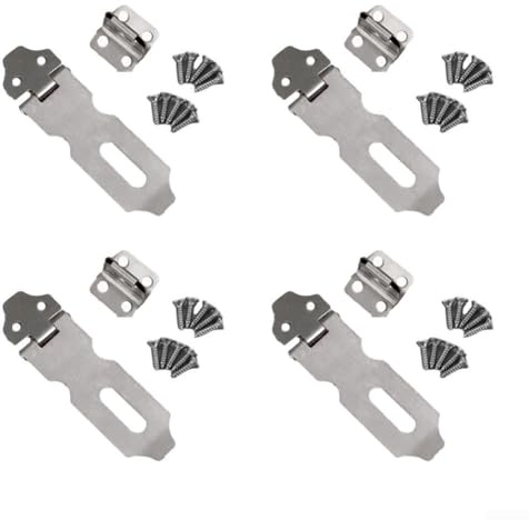 4 lucchetti pieghevoli in acciaio inox con perno di 90 gradi, per armadi, cassetti, mensole e unità mobili (5,1 cm)