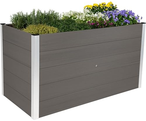 dobar® XXL Hochbeet aus WPC – WPC Pflanzkasten mit Aluminium-Kanten – Großes Gartenbeet mit Bodenkontakt – Pflegeleichtes Holz-Kunststoff Hochbeet 700L – 150x70x75 cm -Anthrazit