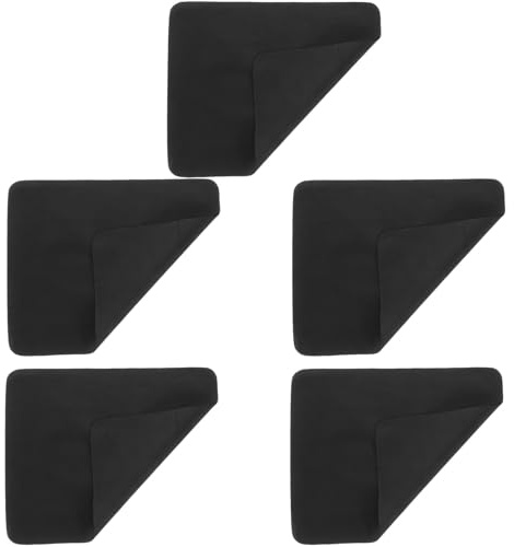 HOMOCONO 5 Paños de Limpieza para Gafas de Microfibra, Paño para Limpiar Lentes de Alta Absorción, Tamaño 14.5x17.5 Cm, Color Negro, Adecuado para Pantallas de Móviles, Cámaras