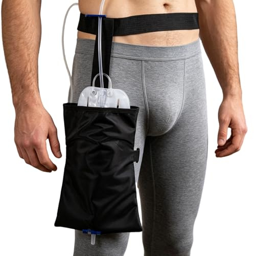 2Pcs Catheter Leg Bag Holder, Adjustable Portable Catheter Bag Holder, Catheter Sleeves with Waist Belt, Designed for The Incontinent, Black