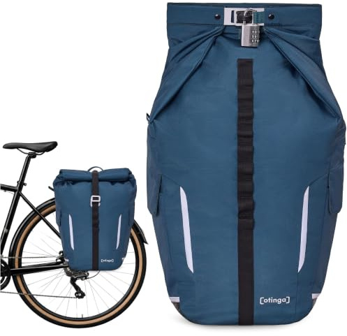 otinga® Guard Fahrradtasche für Gepäckträger [25-27,5L Volumen] I Abschließbare Fahrradtasche inkl. ABUS-Zahlenschloss & KLICKfix System I 100% wasserdichte Gepäckträgertasche mit Laptop-Fach